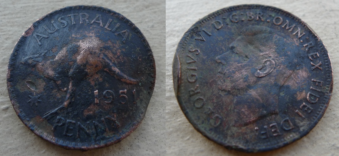 Digging up an australian penny from 1951